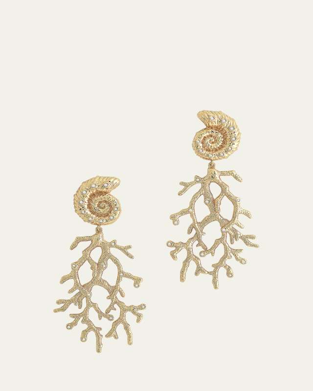 Shell with Coral Drop Earrings